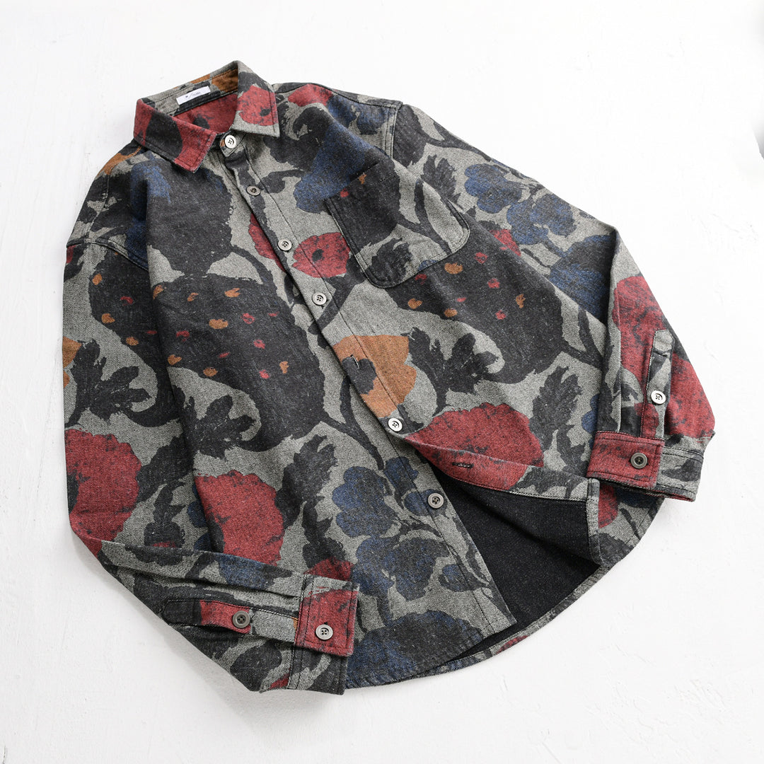 Herren Overshirt aus Flanell mit großfloraler Jacquard-Struktur Nord Taschen