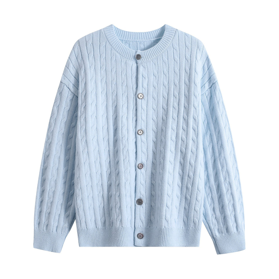 Damen Grobstrick-Cardigan mit Zopfmuster, Rundhalsausschnitt & durchgehender Knopfleiste Nord Taschen