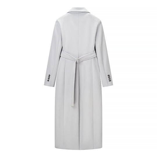 Damen Longline-Mantel aus Wollmix mit figurnaher Silhouette, Reverskragen und durchgehender Knopfleiste Nord Taschen