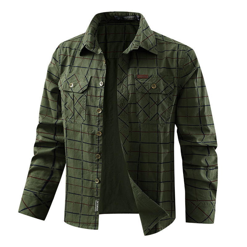 Herren  kariertes Overshirt mit leichtem Thermofutter und doppelten Klappbrusttaschen Nord Taschen