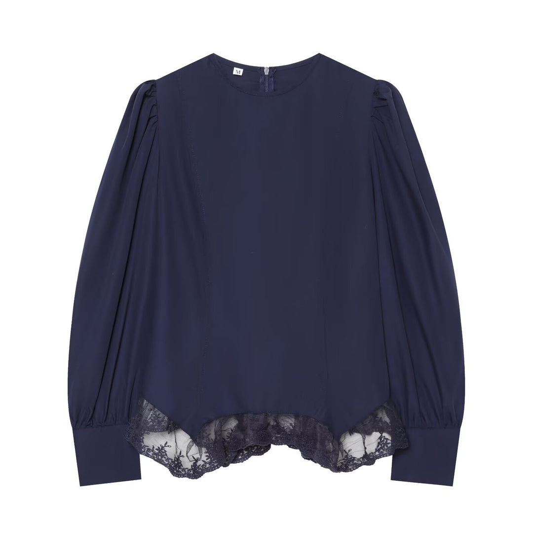 Damen Bluse mit Volumenärmeln und Spitzenbesatz Nord Taschen