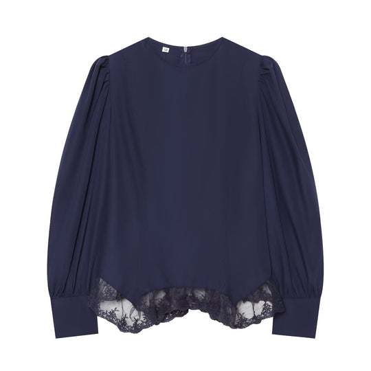 Damen Bluse mit Volumenärmeln und Spitzenbesatz Nord Taschen