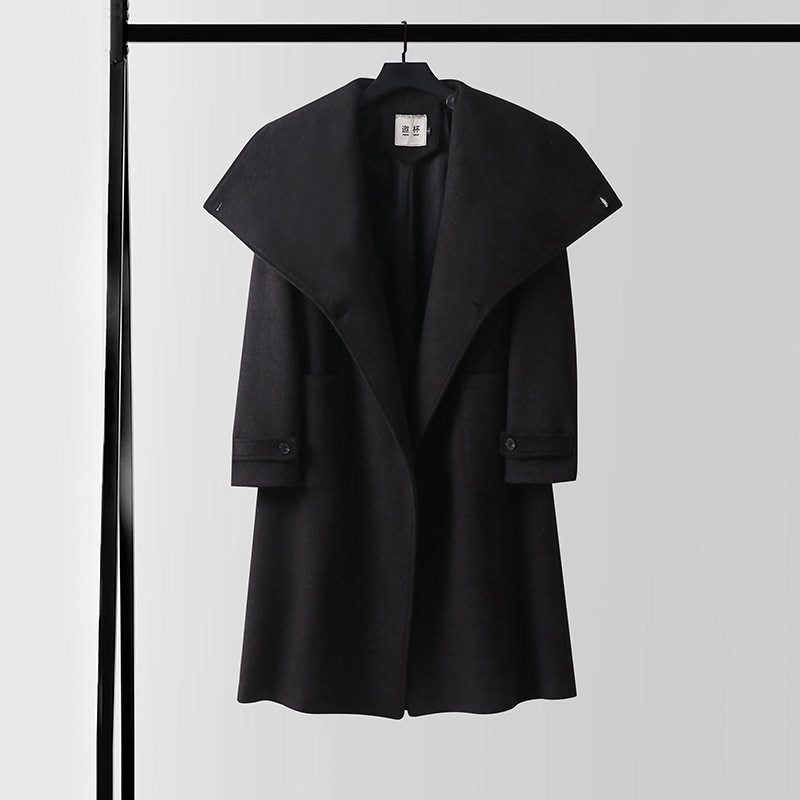 Damen Oversized Wollmix-Mantel mit weitem Schalkragen und aufgesetzten Taschen Nord Taschen
