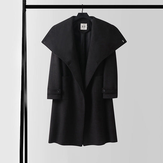 Damen Oversized Wollmix-Mantel mit weitem Schalkragen und aufgesetzten Taschen Nord Taschen