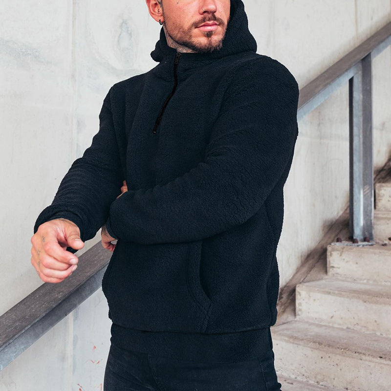 Herren kuscheliger Sherpa-Hoodie mit Kängurutasche und hohem Kragen Nord Taschen