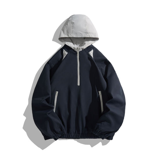 Unisex Leichter Anorak mit Kontrastkapuze und halbem Reißverschluss Nord Taschen