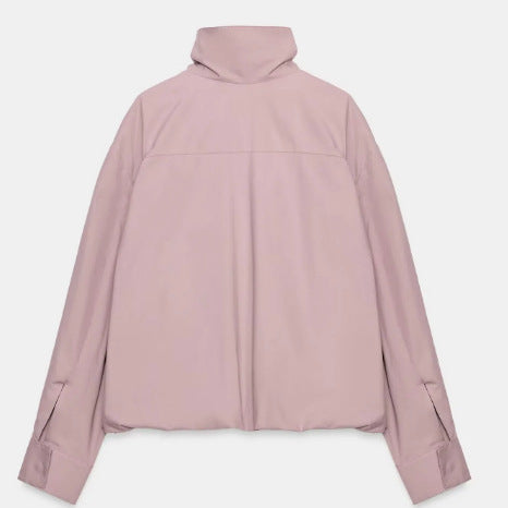 Damen Kurzblouson im Boxy‑Cut mit hohem Stehkragen, verdecktem Reißverschluss und elastischem Saum Nord Taschen