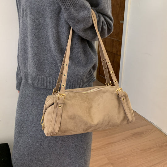 Damen Schultertasche aus hochwertigem Wildleder mit abnehmbaren Riemen Nord Taschen