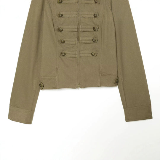 Damen taillierte Feldjacke im Regimentsstil mit Stehkragen und Zierstreifen Nord Taschen