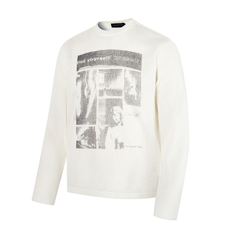 Herren Sweatshirt mit vintage Fotocollage-Print, geradem Schnitt und Rundhalsausschnitt Nord Taschen