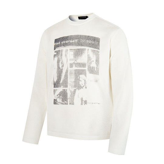 Herren Sweatshirt mit vintage Fotocollage-Print, geradem Schnitt und Rundhalsausschnitt Nord Taschen