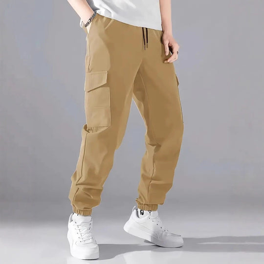 Herren Leichte Tech-Cargohose im Joggerstil mit Tunnelzug, elastischem Beinabschluss & Multifachtaschen Nord Taschen