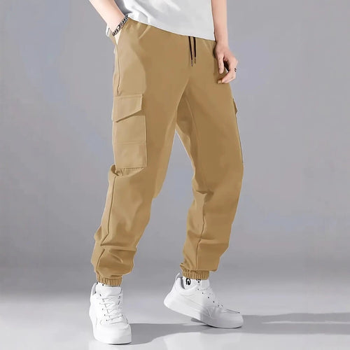 Herren Leichte Tech-Cargohose im Joggerstil mit Tunnelzug, elastischem Beinabschluss & Multifachtaschen Nord Taschen