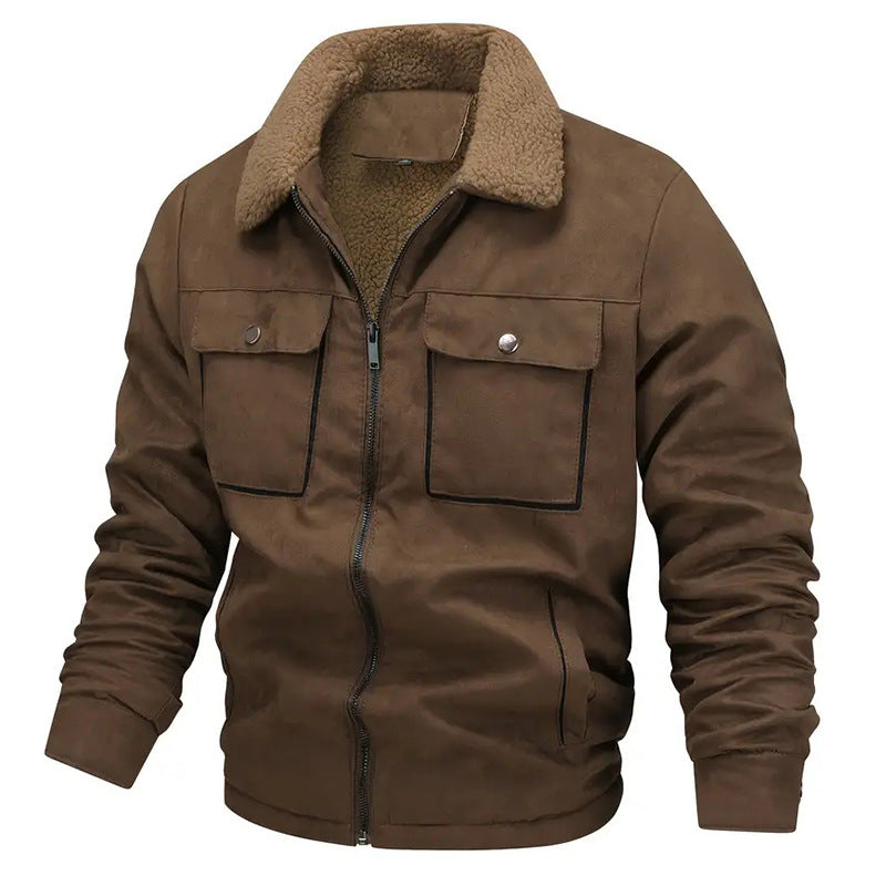 Herren  gefütterte Pilotjacke mit Teddyfell-Innenfutter, Brustklappen und durchgehendem Reißverschluss Nord Taschen