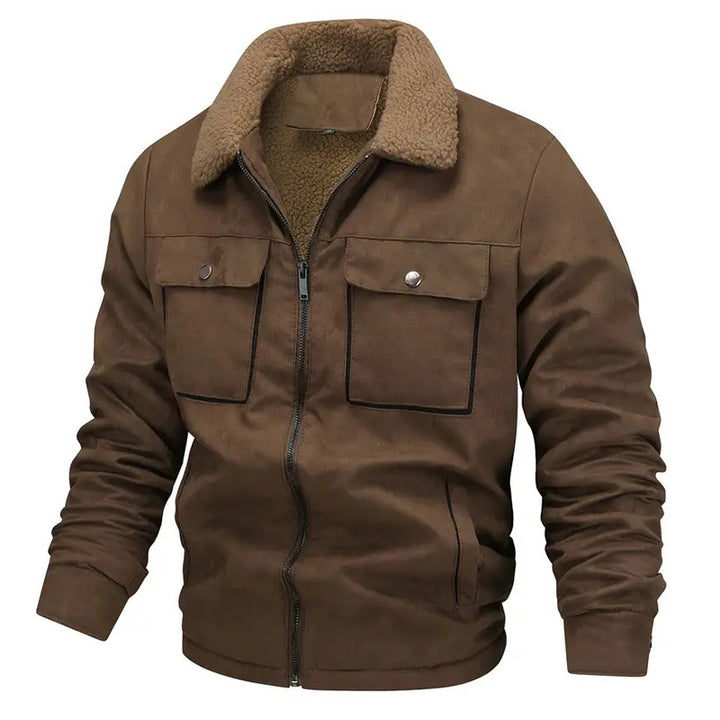 Herren  gefütterte Pilotjacke mit Teddyfell-Innenfutter, Brustklappen und durchgehendem Reißverschluss Nord Taschen