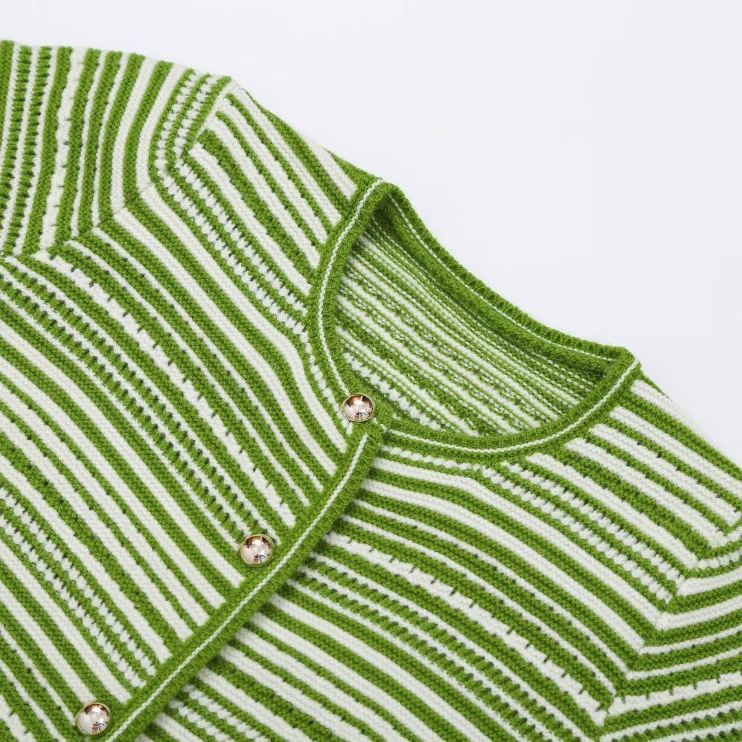 Damen Strukturierter Streifen-Feinstrickcardigan mit Zierknöpfen Nord Taschen