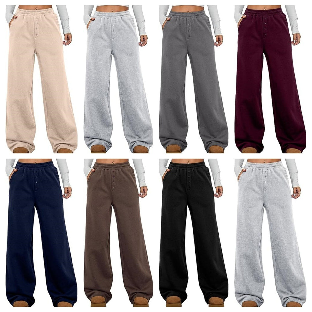 Damen Kuschelige Fleece-Sweatpants mit weitem Bein und hohem Elastikbund Nord Taschen