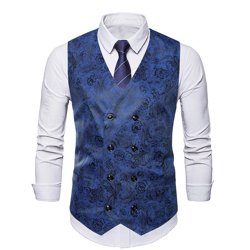 Herren elegante Weste mit floralem Design und Doppelreihe