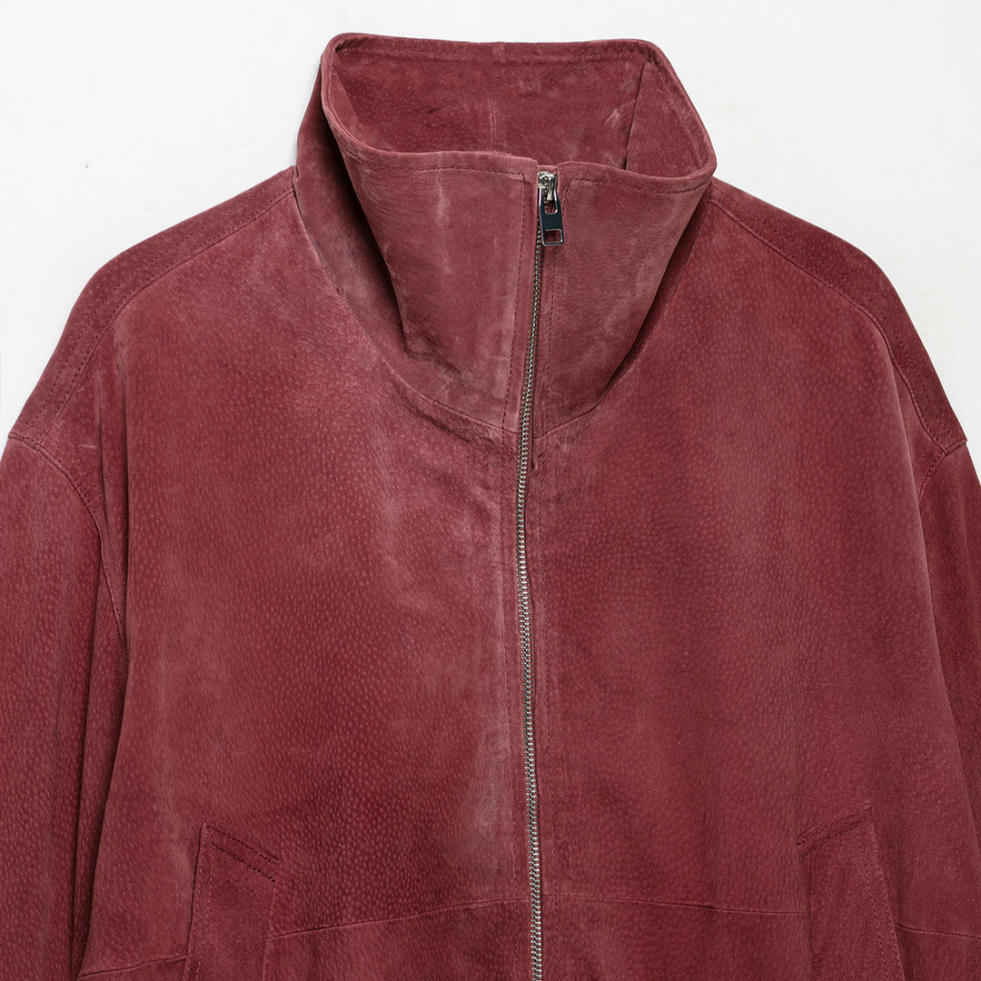 Damen Veloursleder‑Optik Bomberjacke mit hohem Funnelkragen und Gummibund Nord Taschen
