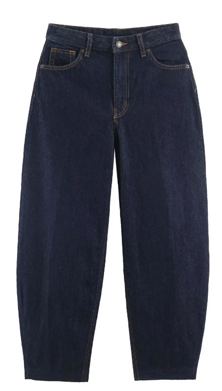 Damen Hochtaillierte Baggy-Jeans mit weitem Bein und klassischer Taschenlösung Nord Taschen
