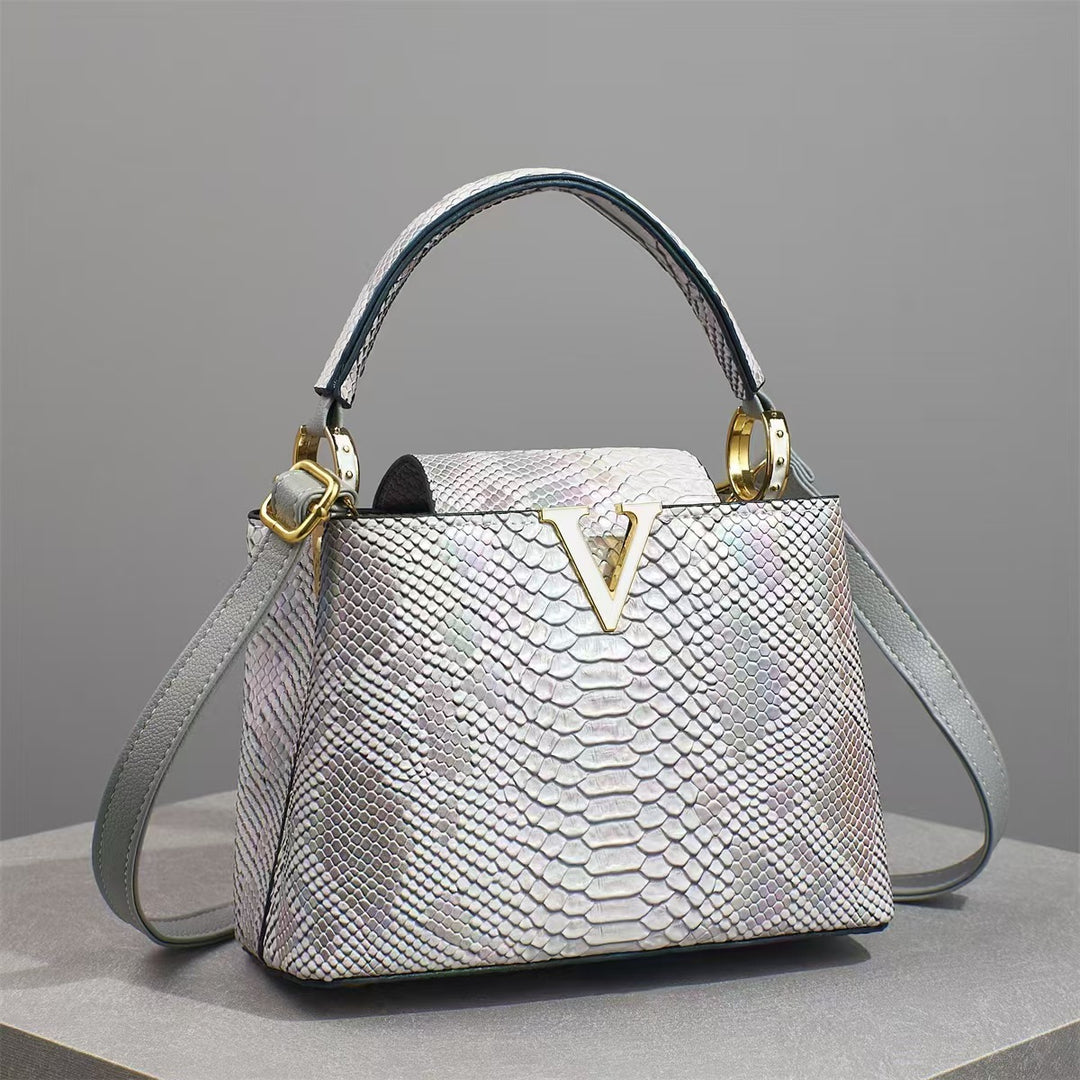 Damen stilvolle Handtasche mit Schlangenlederoptik Nord Taschen