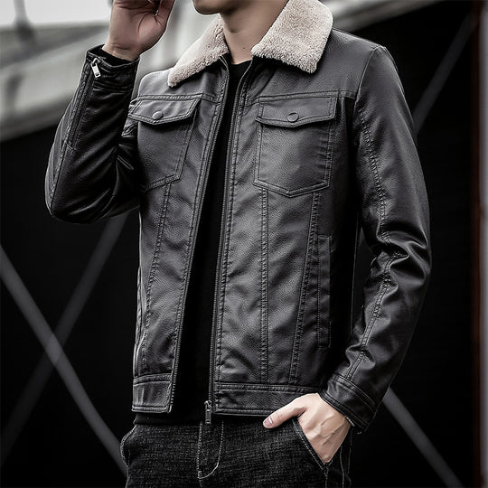 Herren Pilotenblouson aus Lederoptik mit Teddykragen und Utility‑Details Nord Taschen