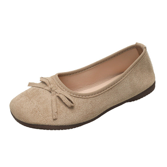 Damen Ballerina-Schuhe mit zierlichem Schleifenakzent und eleganter Oberfläche