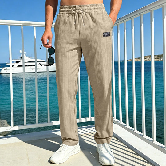 Herren Leichte Relax-Loungehose aus Strukturjersey mit Tunnelzug und geradem Bein Nord Taschen