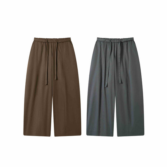 Damen Culotte-Hose mit hoher Taille weitem Bein und Bindegürtel Nord Taschen