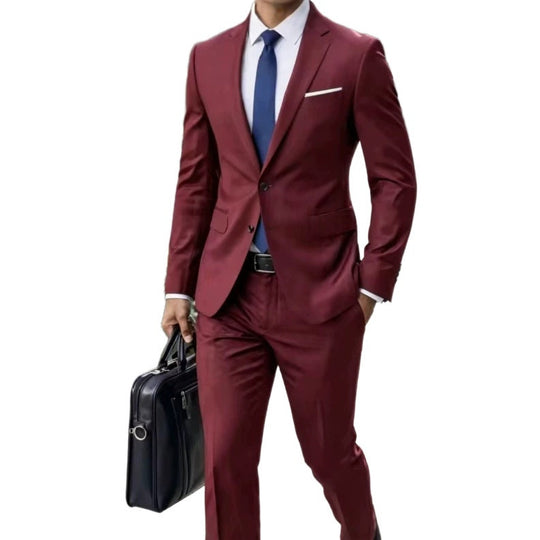 Herren Zweiteiliger Slim-Fit Businessanzug mit tailliertem Revers und schlanker Anzughose Nord Taschen