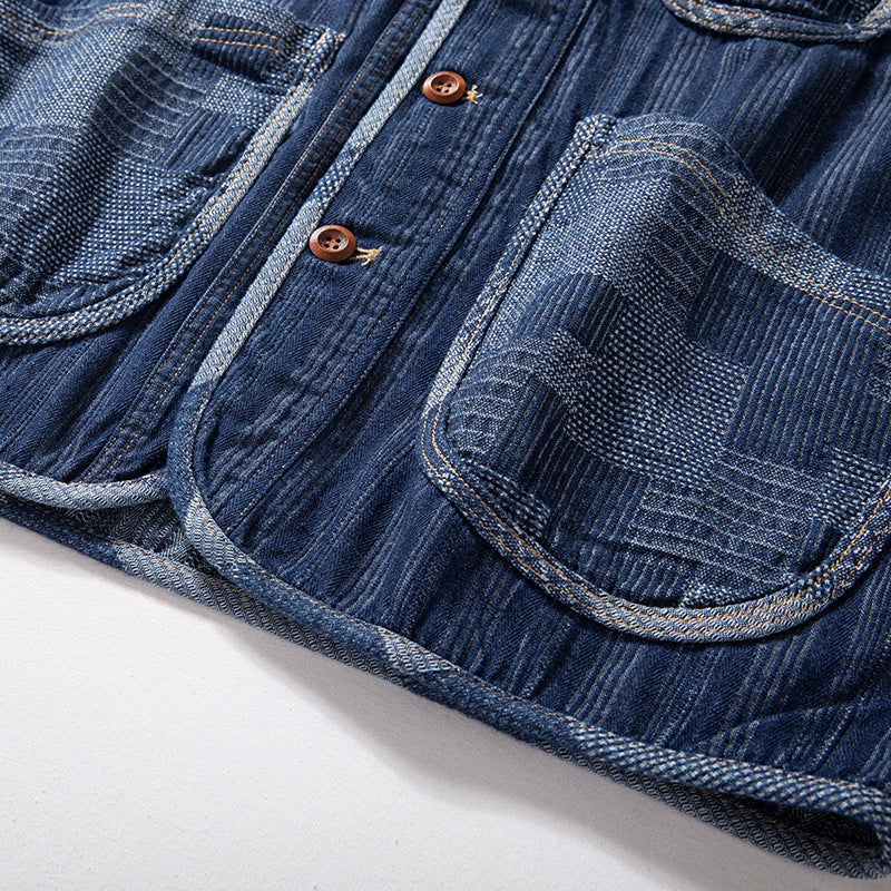 Herren Ärmellose Denim‑Weste im Workwear‑Look mit großformatigen aufgesetzten Taschen Nord Taschen