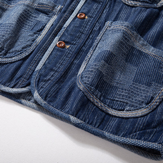 Herren Ärmellose Denim‑Weste im Workwear‑Look mit großformatigen aufgesetzten Taschen Nord Taschen