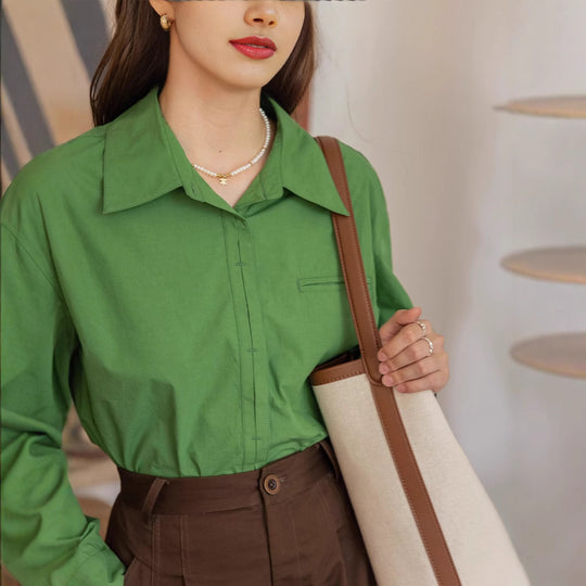 Damen Oversized Hemdbluse mit Brusttasche Nord Taschen