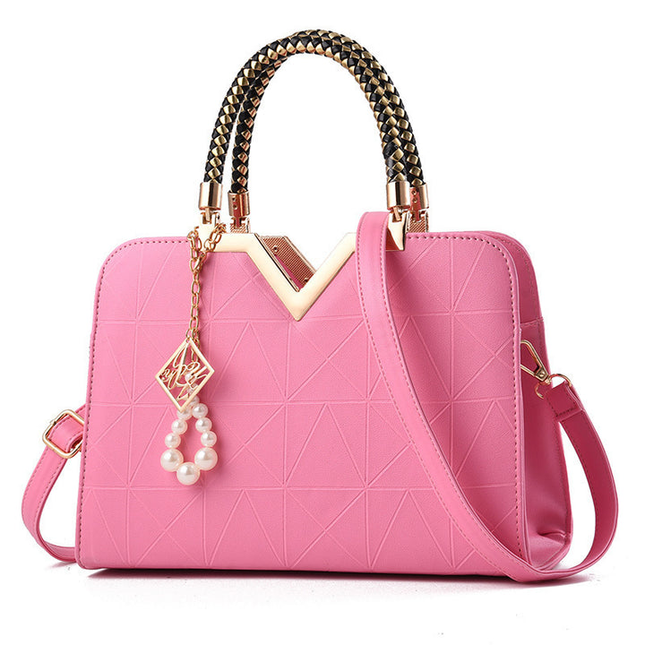 Damen Designer-Handtasche mit strukturiertem Geometrie-Muster und abnehmbarem Zubehör Nord Taschen