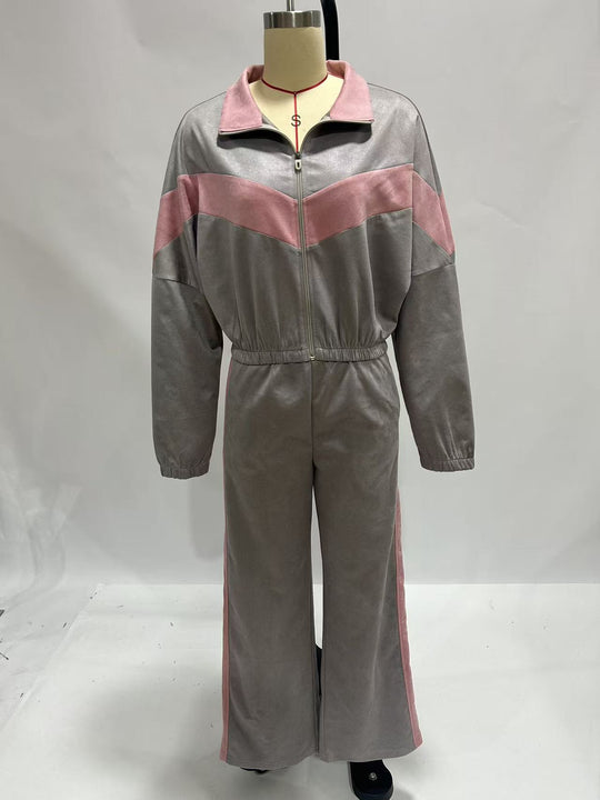 Damen cropped Zipjacke und weite Trackpants mit kontrastierendem Seitenstreifen Nord Taschen