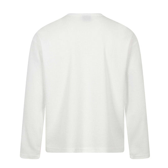 Herren Langarm-Henleyshirt mit Waffelstruktur, Knopfleiste und großflächigem Grafikprint Nord Taschen