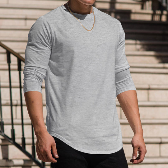 Herren Langarmshirt mit verlängertem Rundsaum und schmalem Schnitt aus elastischem Funktionsjersey Nord Taschen