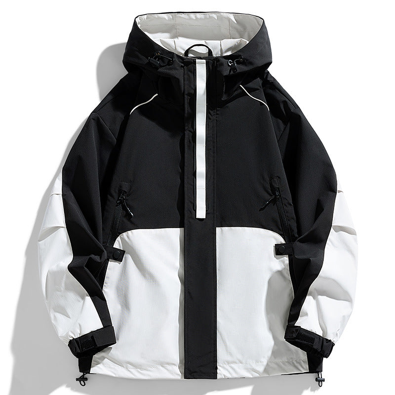 Unisex Leichte zweifarbige Wind- und Regenjacke mit Kapuze, Kordelzug und Reißverschlusstaschen Nord Taschen