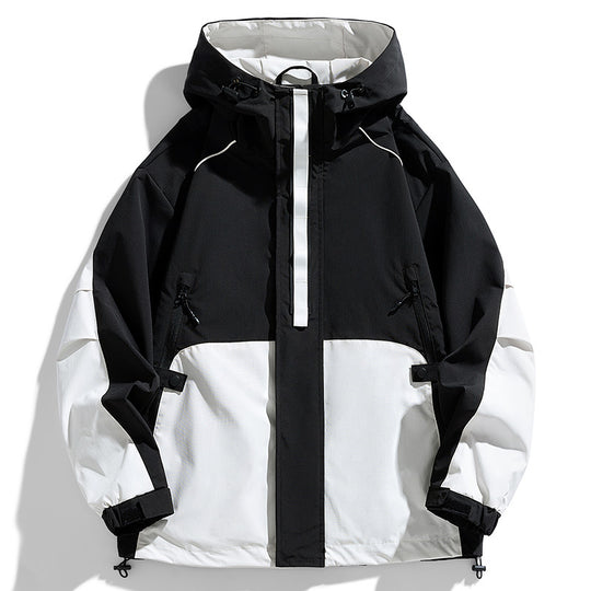 Unisex Leichte zweifarbige Wind- und Regenjacke mit Kapuze, Kordelzug und Reißverschlusstaschen Nord Taschen