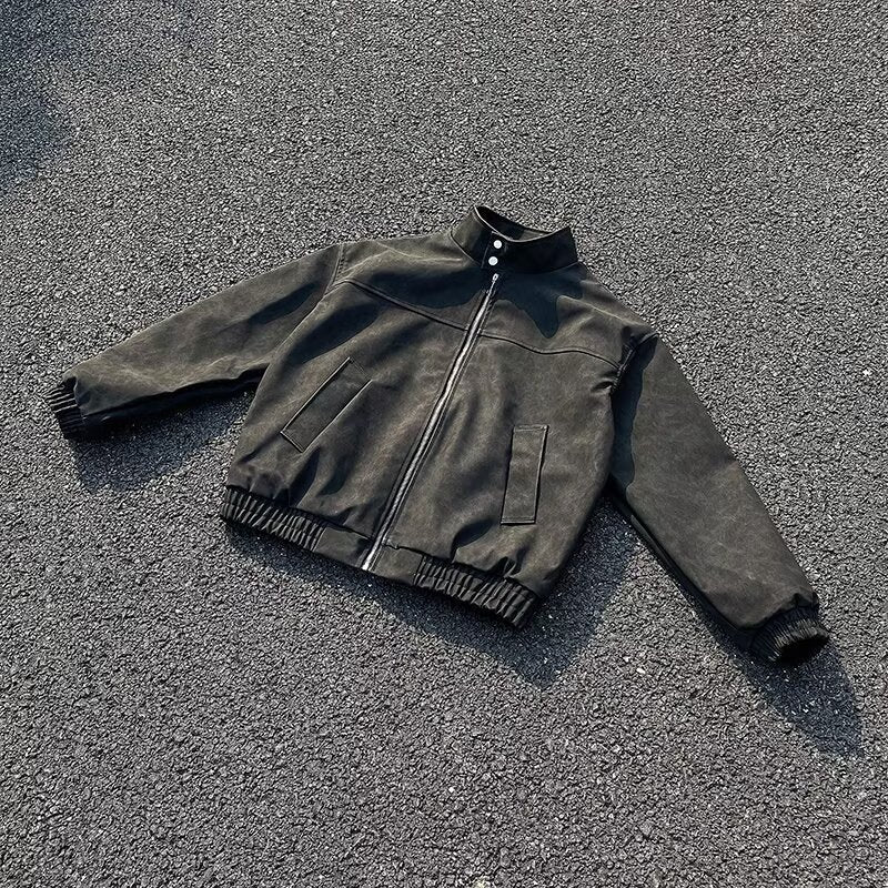 Unisex Kurz geschnittene Oversize-Bomberjacke mit Stehkragen und elastischem Saum Nord Taschen