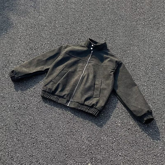 Unisex Kurz geschnittene Oversize-Bomberjacke mit Stehkragen und elastischem Saum Nord Taschen