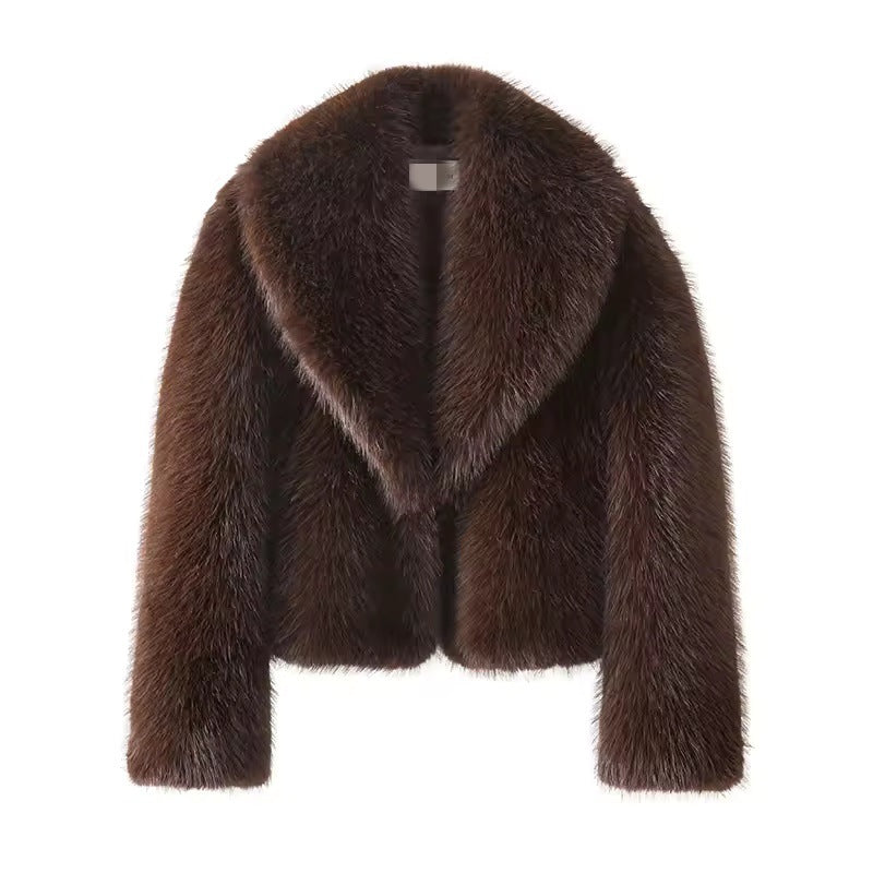 Damen Kurz geschnittener Luxus‑Kunstpelz‑Bolero mit voluminösem Schalkragen Nord Taschen