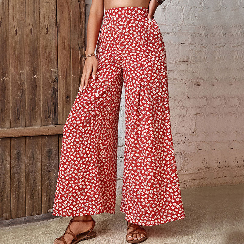 Damen Weite Palazzo-Hose mit floralem Muster Nord Taschen