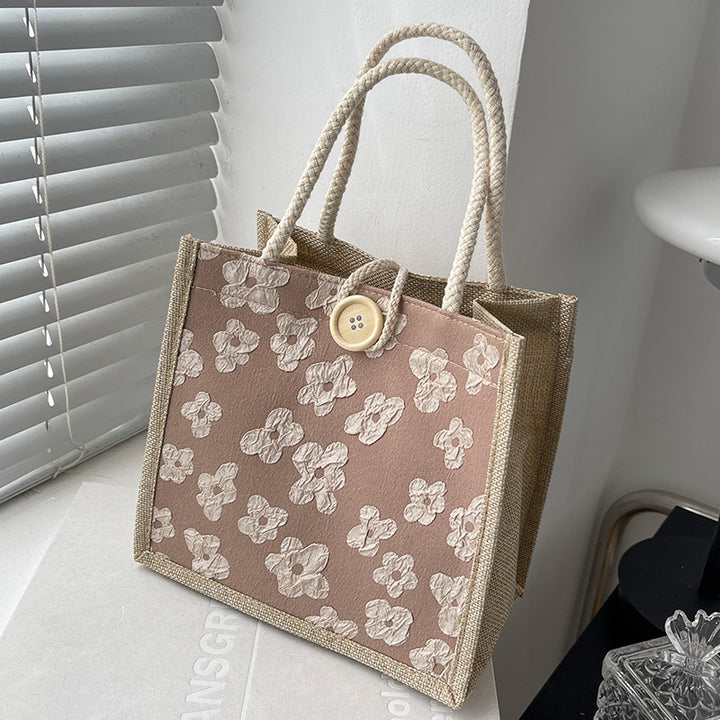 Damen Einkaufstasche mit floralem Muster und praktischem Knopfverschluss Nord Taschen