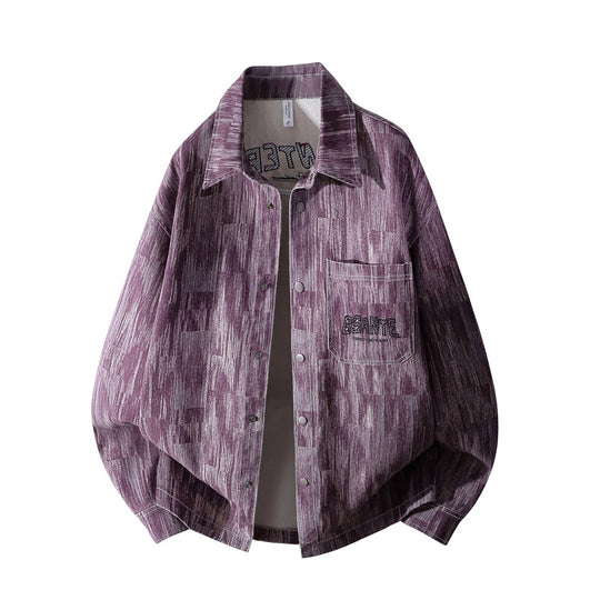 Herren Oversize-Hemdjacke mit Strukturprint, Druckknopfleiste & aufgesetzter Brusttasche Nord Taschen
