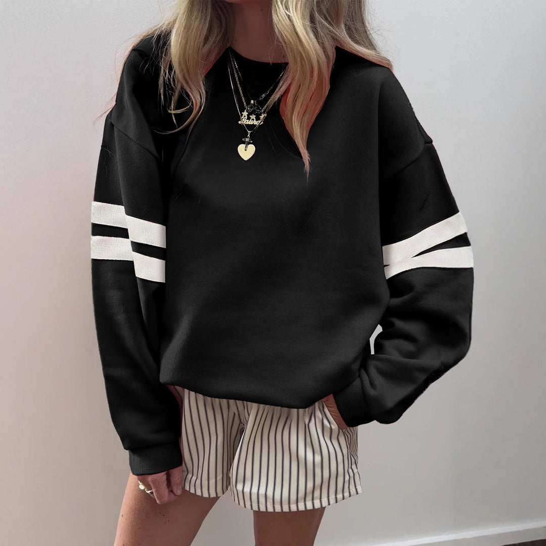 Damen Weit geschnittenes Sweatshirt mit Kontraststreifen an den Ärmeln Nord Taschen