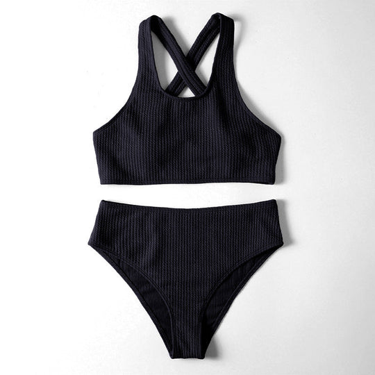 Damen Sportliches Bikini-Set mit hoch geschnittenem Slip und modischem Rückenträger Nord Taschen