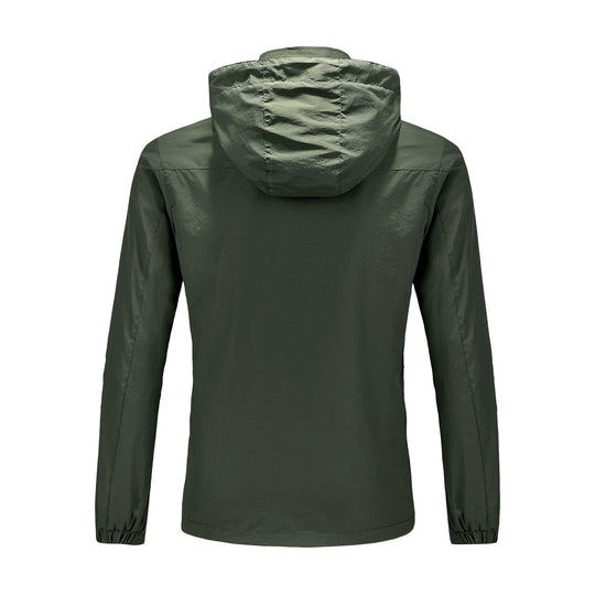 Herren Ultraleichte packbare Outdoorjacke mit hohem Kragen, Kapuze und atmungsaktivem Meshfutter Nord Taschen