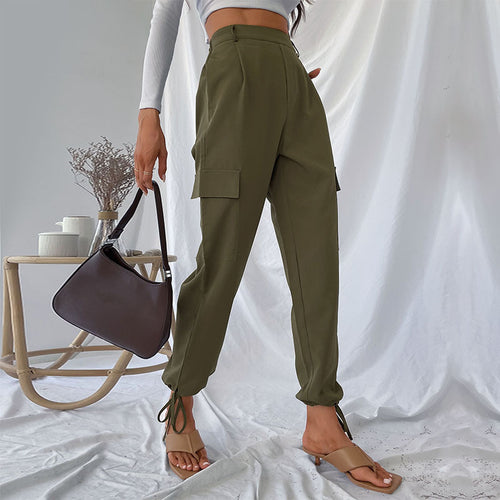 Damen Hohe Taillierte Cargo-Hose Nord Taschen