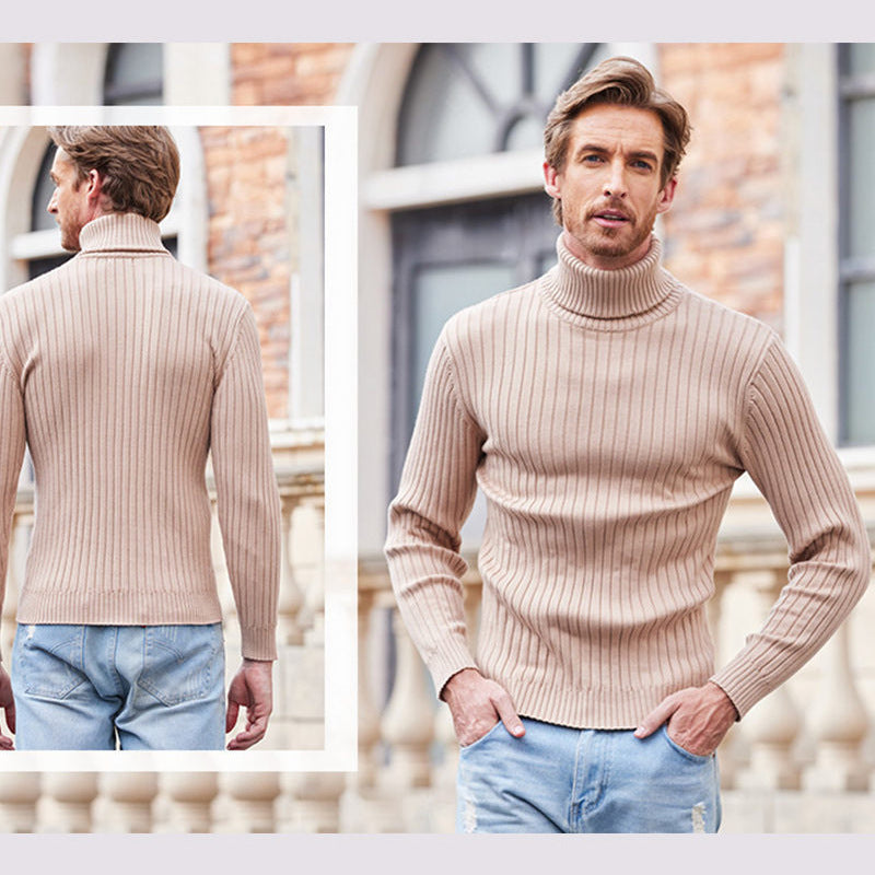 Herren gerippter Rollkragenpullover aus Feinstrick mit taillierter Silhouette Nord Taschen